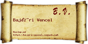Bajári Vencel névjegykártya